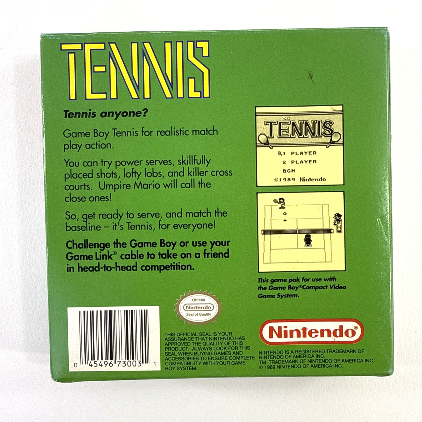 Tennis (Nintendo Gameboy, 1989) Game Box Manual Inserts - Tested and Working