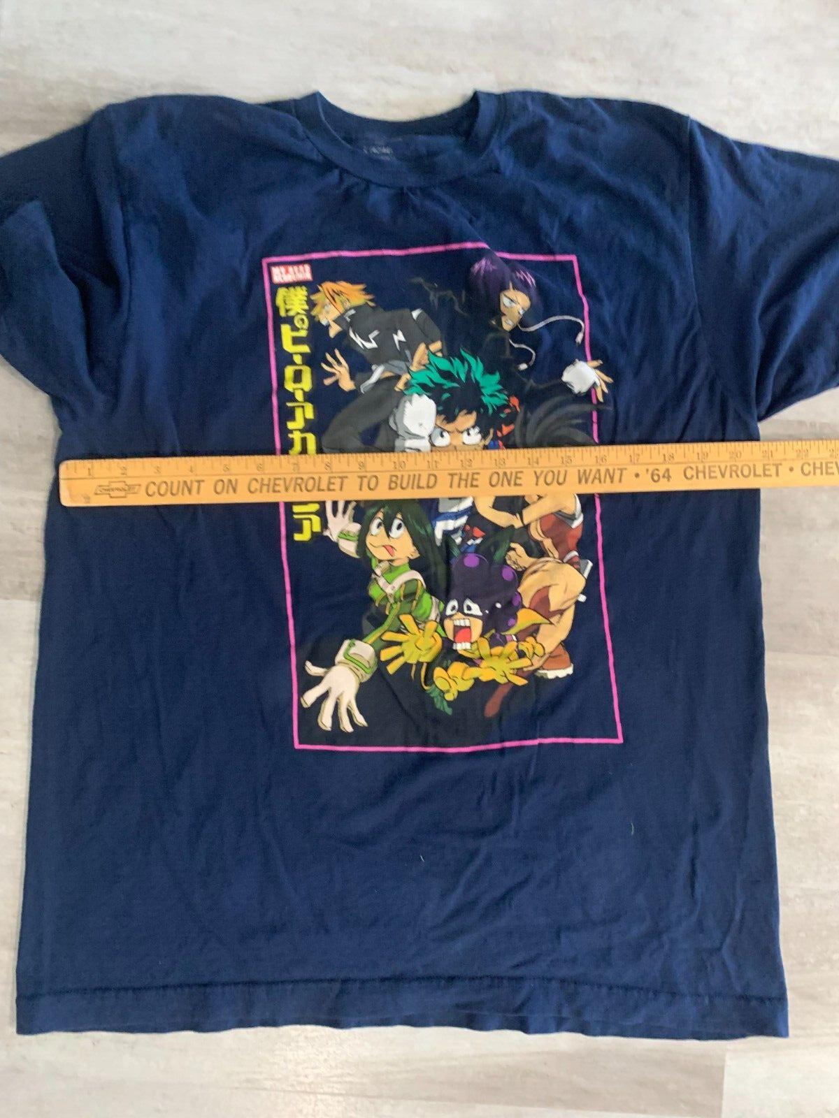 My Hero Academia Men's Blue T-Shirt - L - Anime Kanji Group Graphic Adult Tee