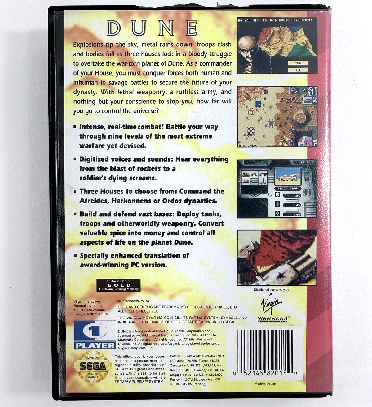 Dune: The Battle for Arrakis (Sega Genesis, 1993) Game and Case - Tested