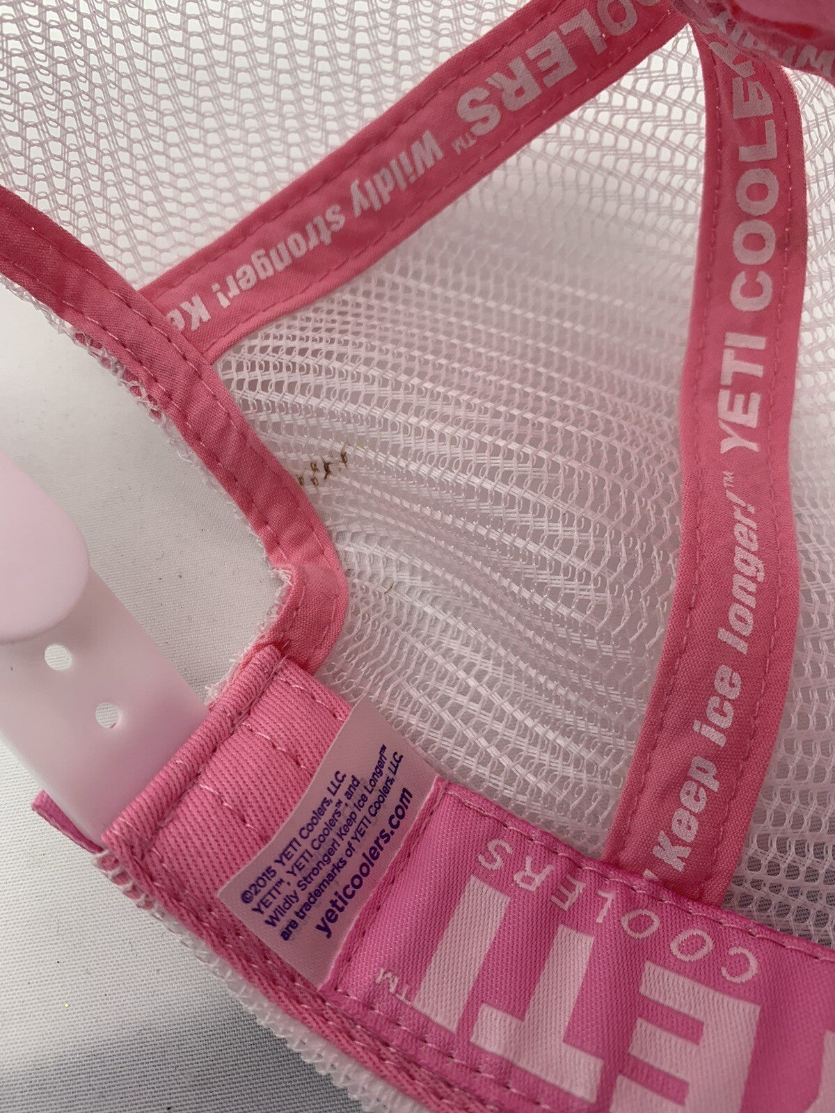 Yeti Coolers 2015 Pink Mesh Embroidered Logo Snapback Hat