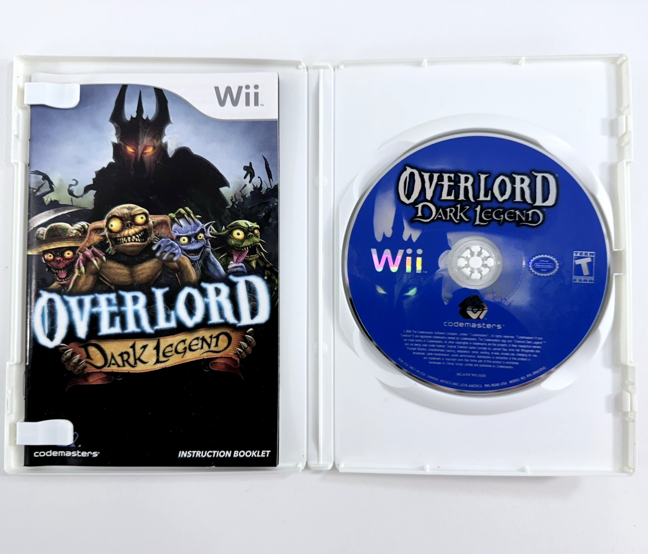 Overlord: Dark Legend (Nintendo Wii, 2009) Game, Case, Manual - Tested
