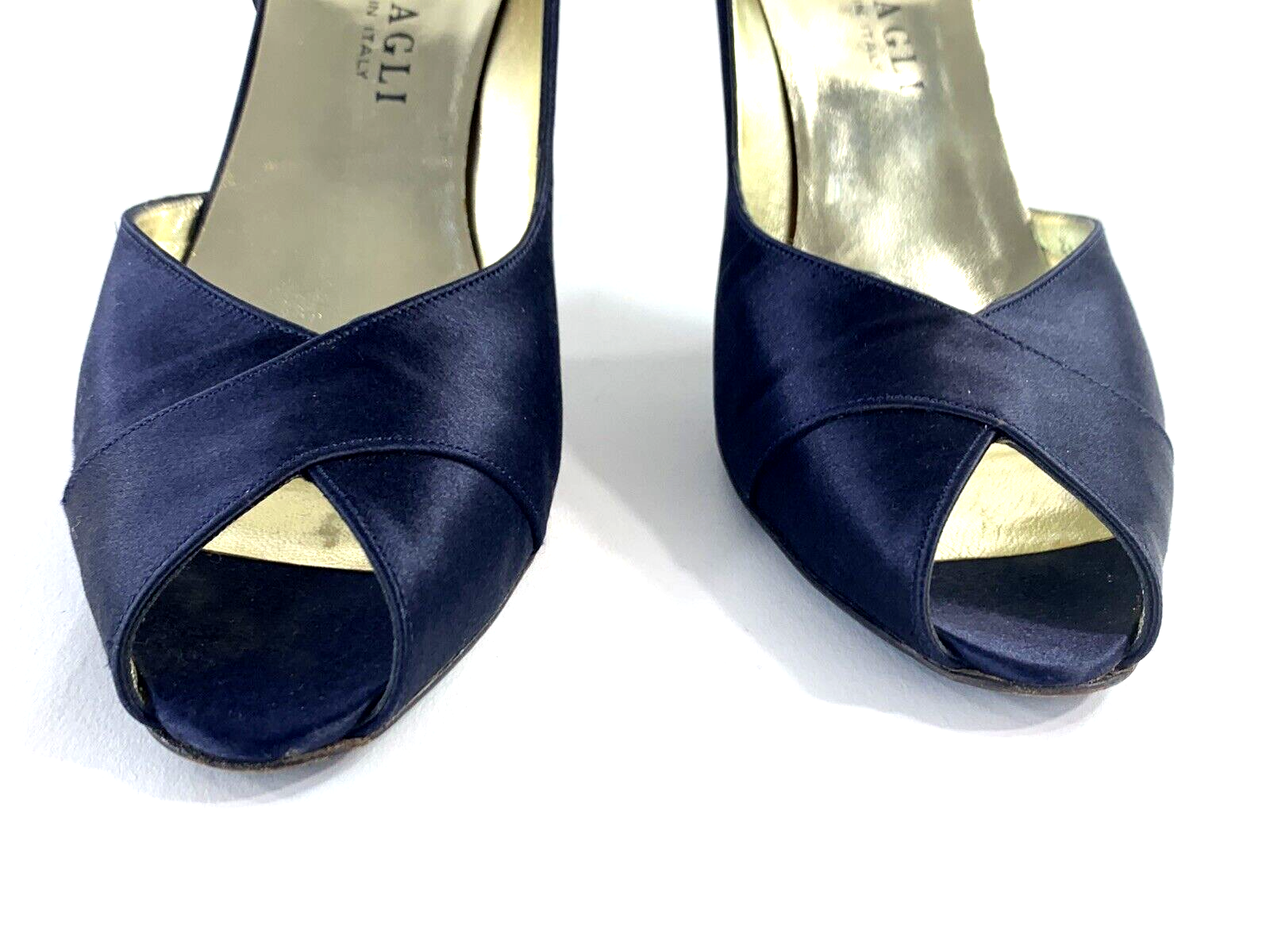 Bruno Magli Womens Navy Blue Leather Heels Pumps Shoes Size 7AAA