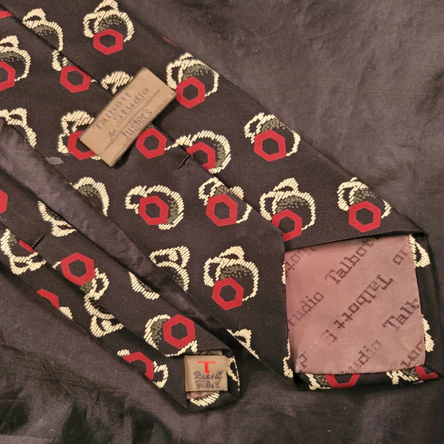 Talbott Studio for Justers Ltd. Mens' Black Multicolor Neck Tie 57"