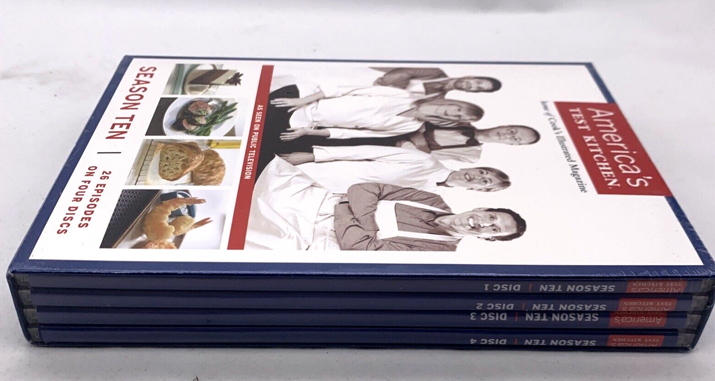Americas Test Kitchen: Season Ten (DVD, 2010, 4-Disc Set) - Factory Sealed