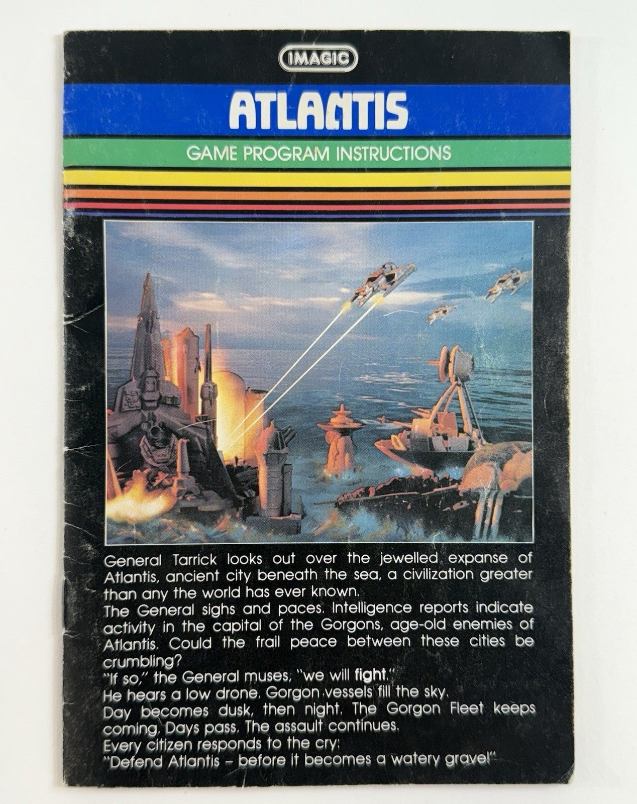 Atlantis (Intellivision, 1982) Game Box Manual Overlay - Tested and Working