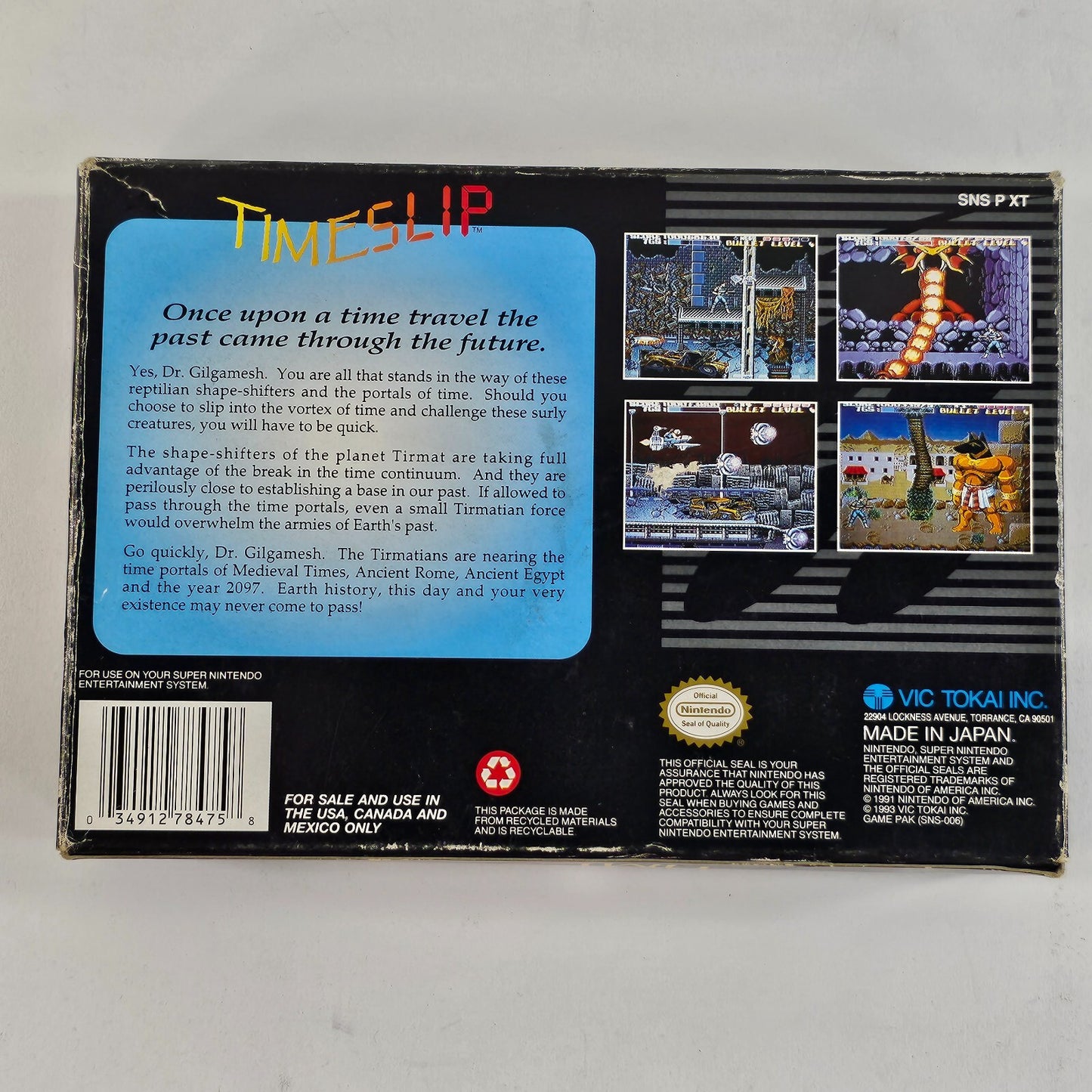 Timeslip (Super Nintendo, 1993) Replacement Box and Manual - No Game