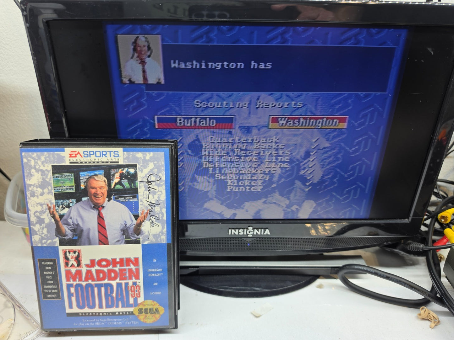 John Madden Football '93 (Sega Genesis, 1993) Game, Case, Registration, Insert
