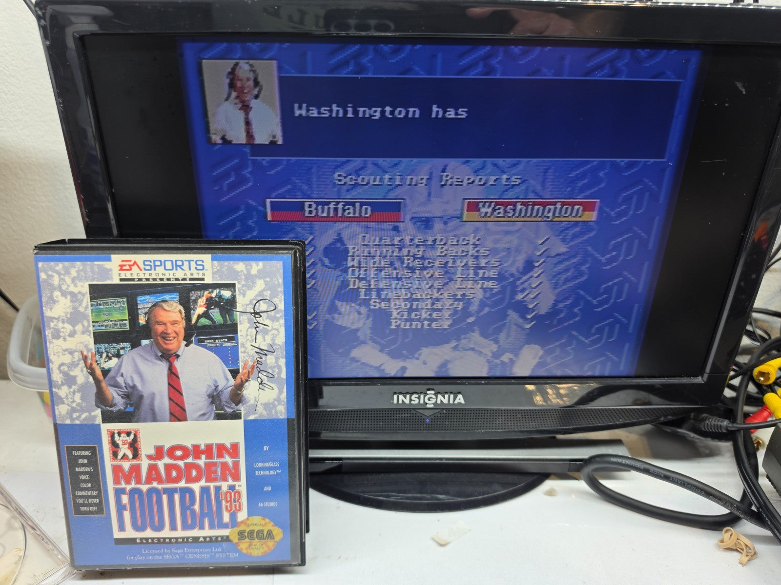 John Madden Football '93 (Sega Genesis, 1993) Game, Case, Registration, Insert