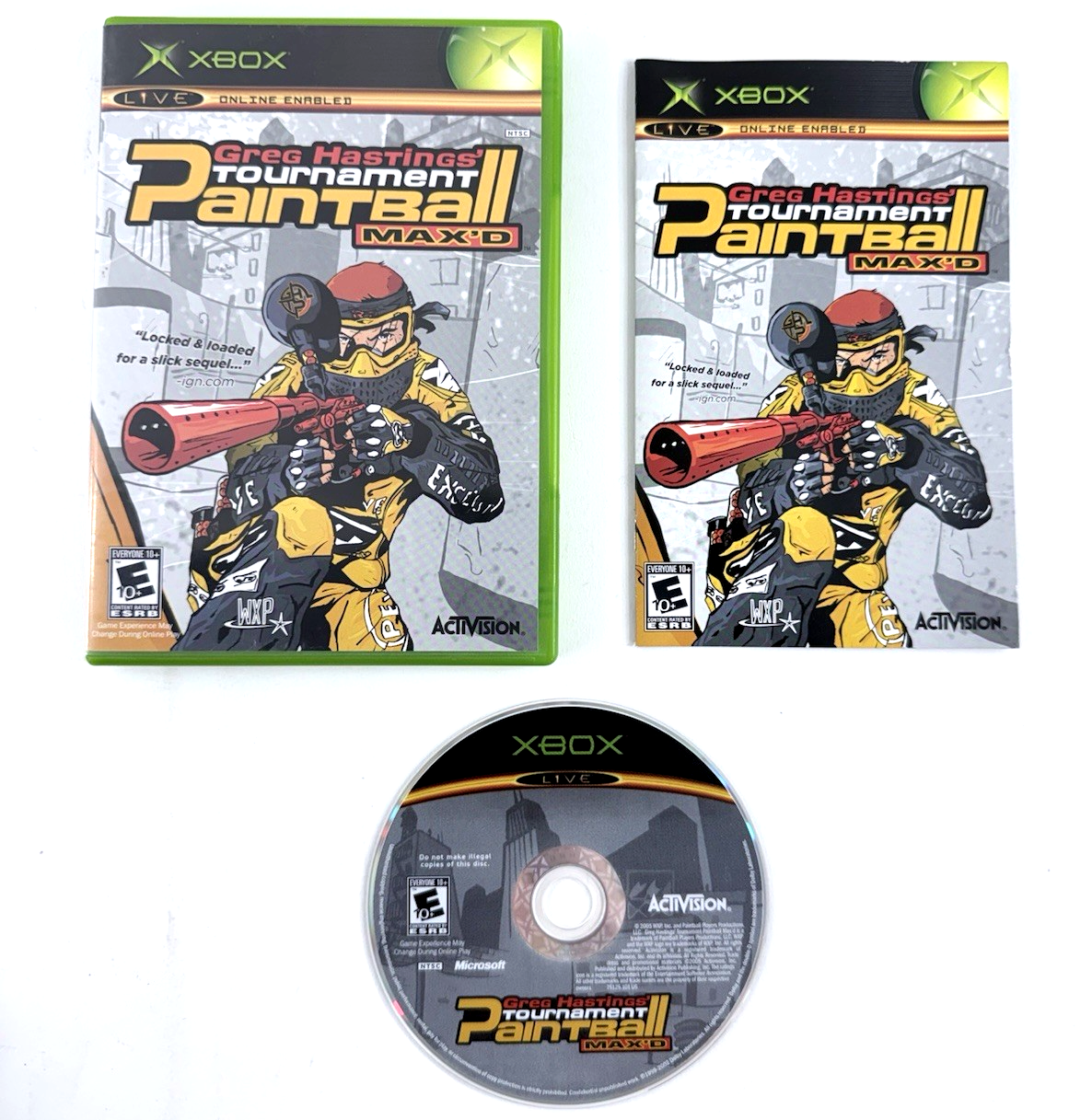 Greg Hastings' Tournament Paintball Max'd (Xbox, 2005) Game, Case, Manual, Reg.