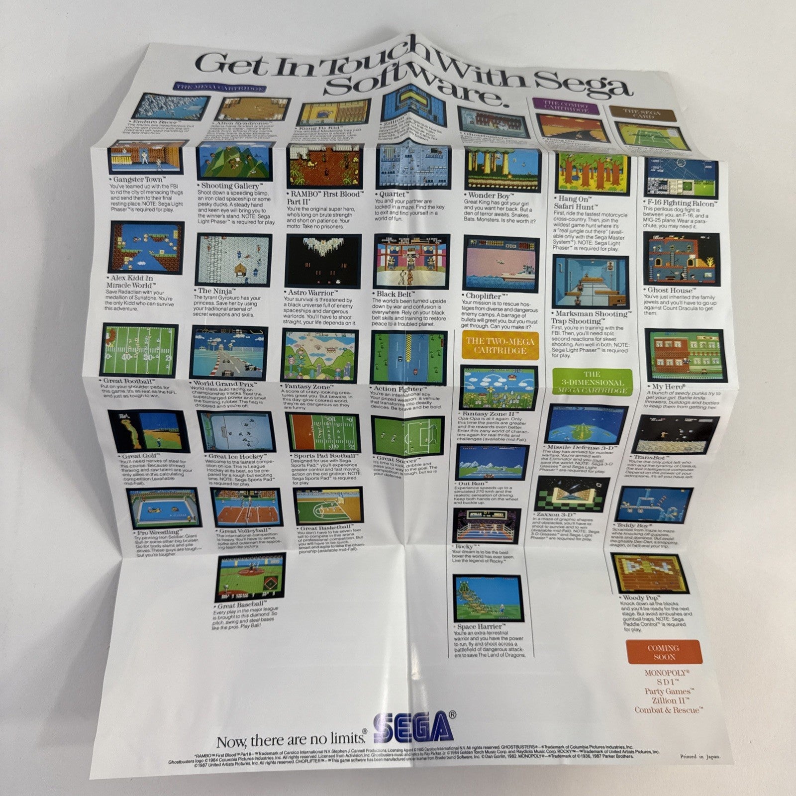 Monopoly (Sega Master System, 1988) Game Case Manual Poster - Tested