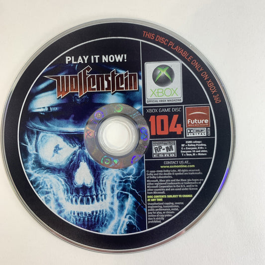 Xbox Magazine Game Demo Disc 104 Wolfenstein for Xbox 360
