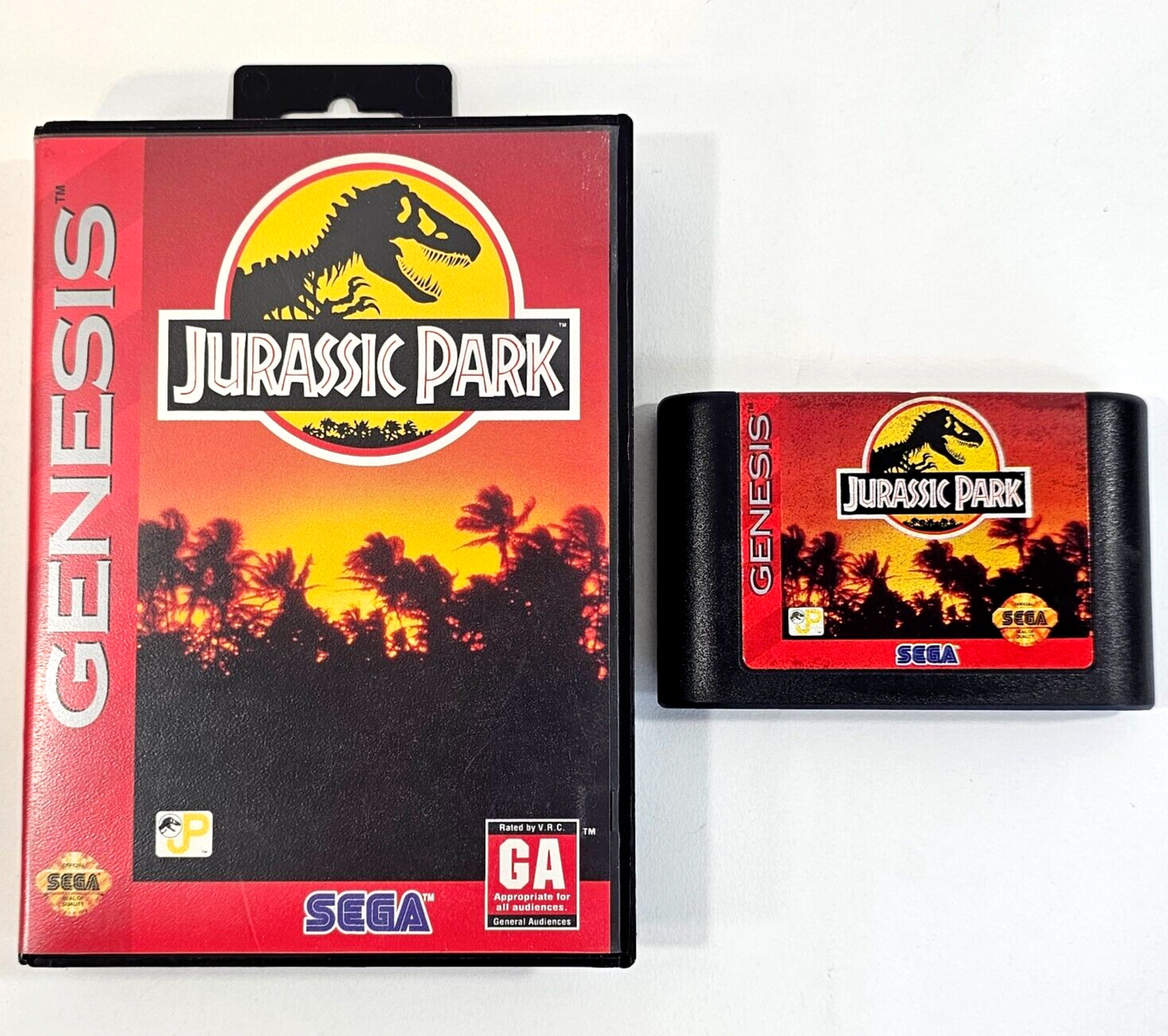 Jurassic Park (Sega Genesis, 1993) Game and Case with Hangtab - Tested