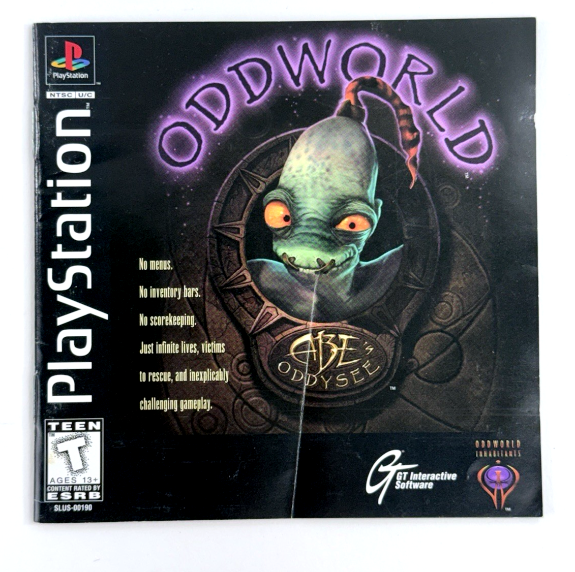 Oddworld: Abe's Oddysee (PlayStation, 1997) Game Case Manual Reg. Card - Tested