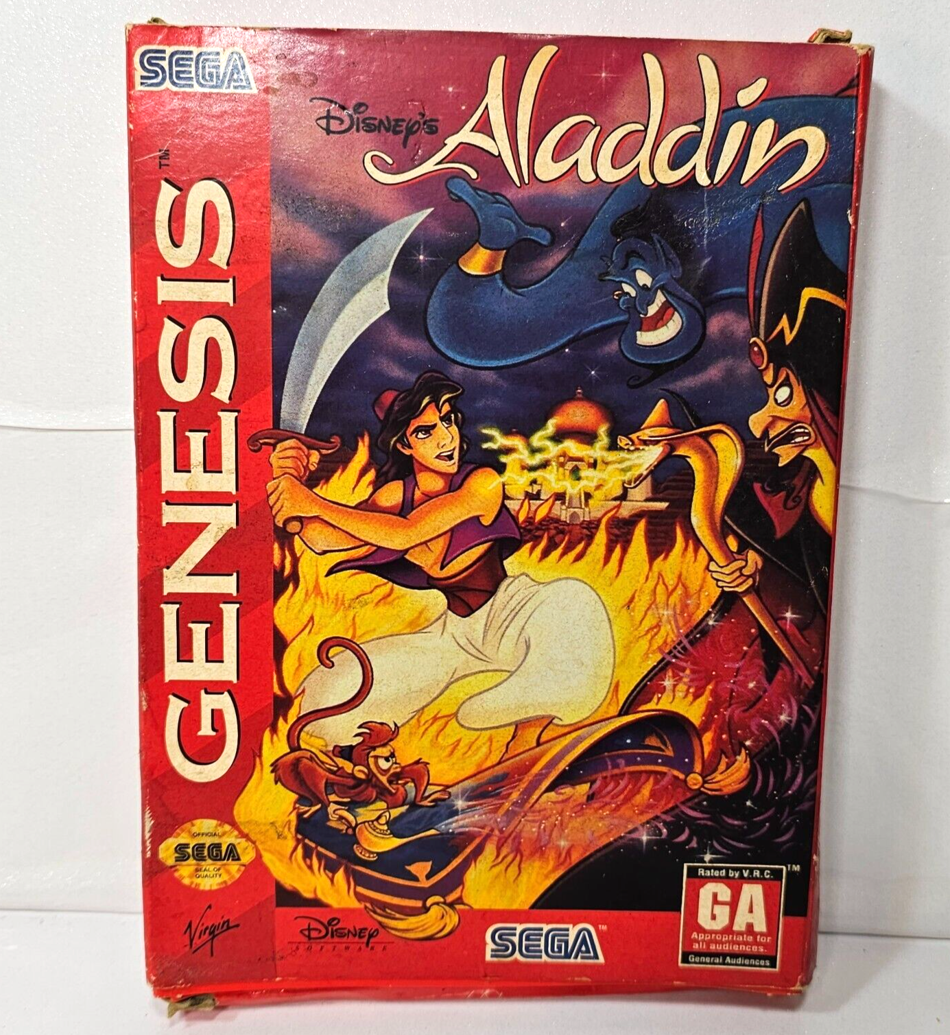 Disney's Aladdin (Sega Genesis, 1993) Game Box Manual Registration- Tested