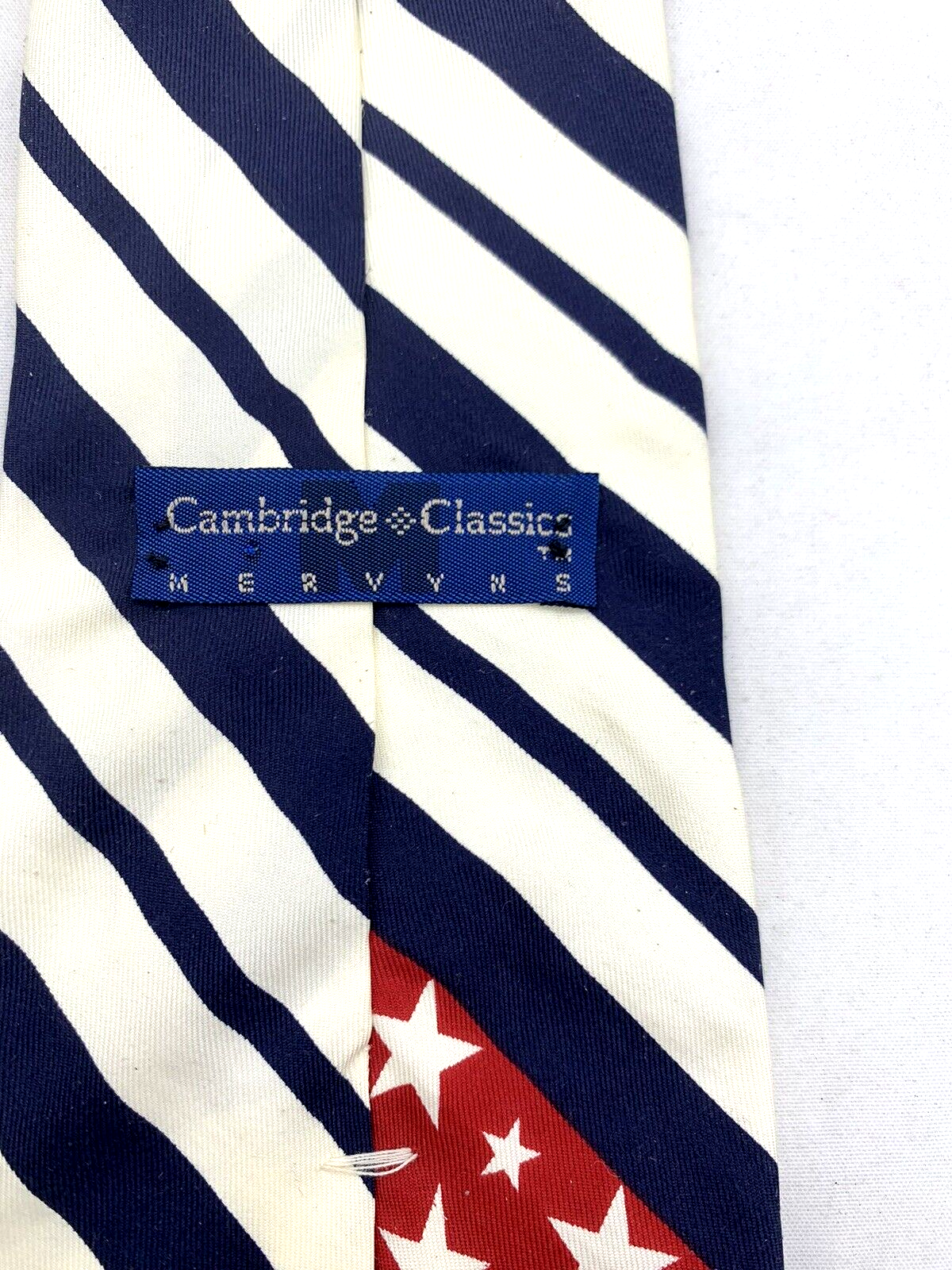 Cambridge Classic Mervyns 62” Stars And Stripes Italian Silk Necktie