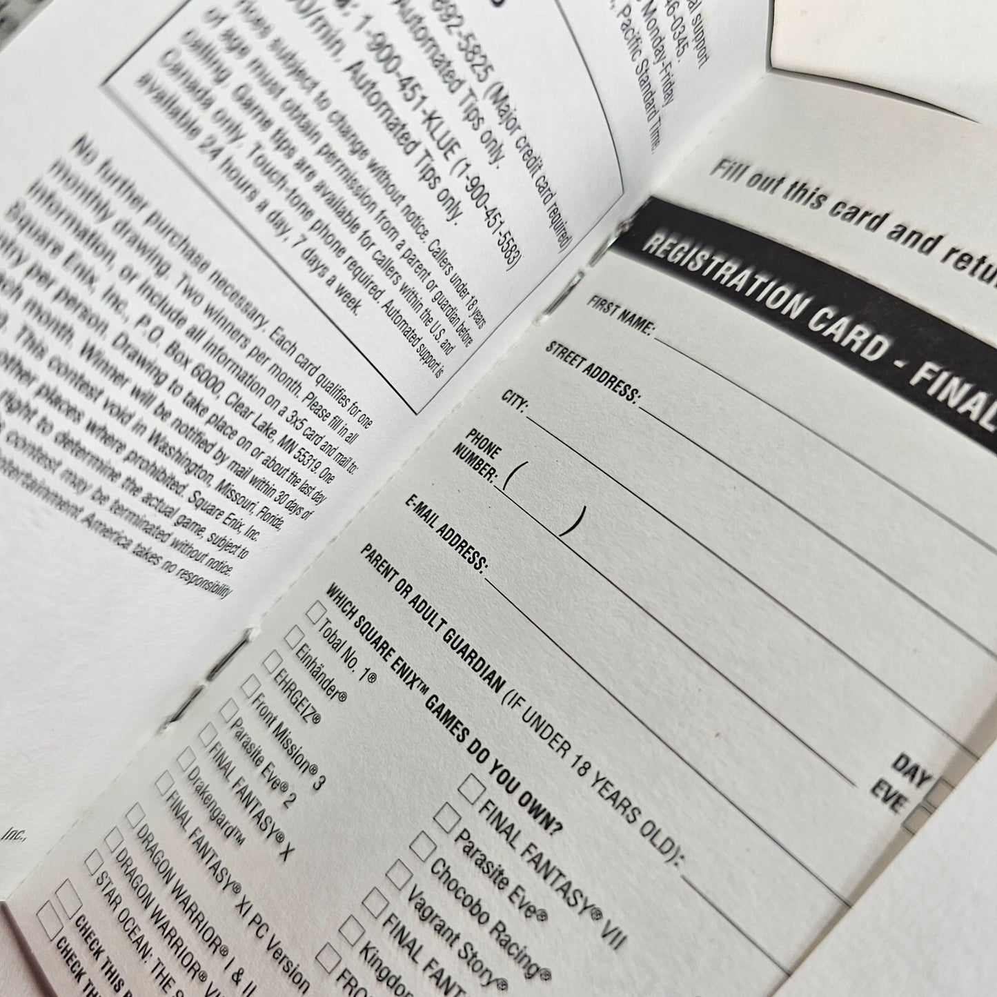 Final Fantasy VIII (PlayStation 1, 1999) Discs Case Manual Registration - Tested