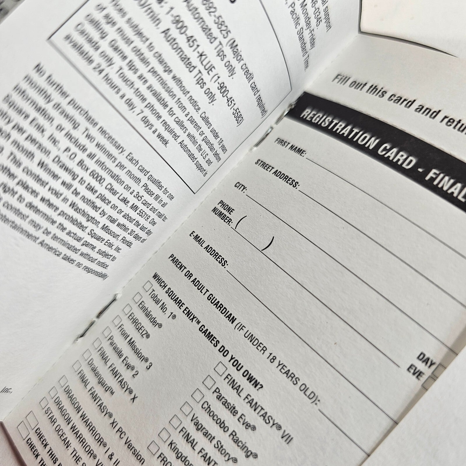 Final Fantasy VIII (PlayStation 1, 1999) Discs Case Manual Registration - Tested