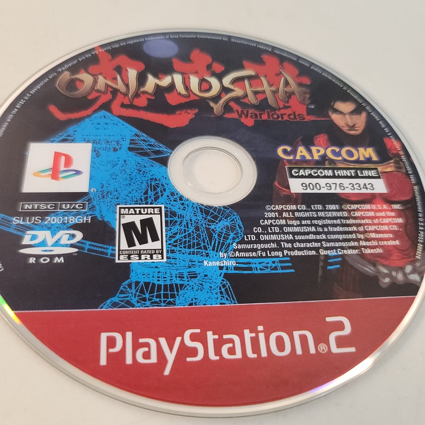 Onimusha Warlords (Sony PlayStation 2, 2001) Replacement Game Disc - Tested