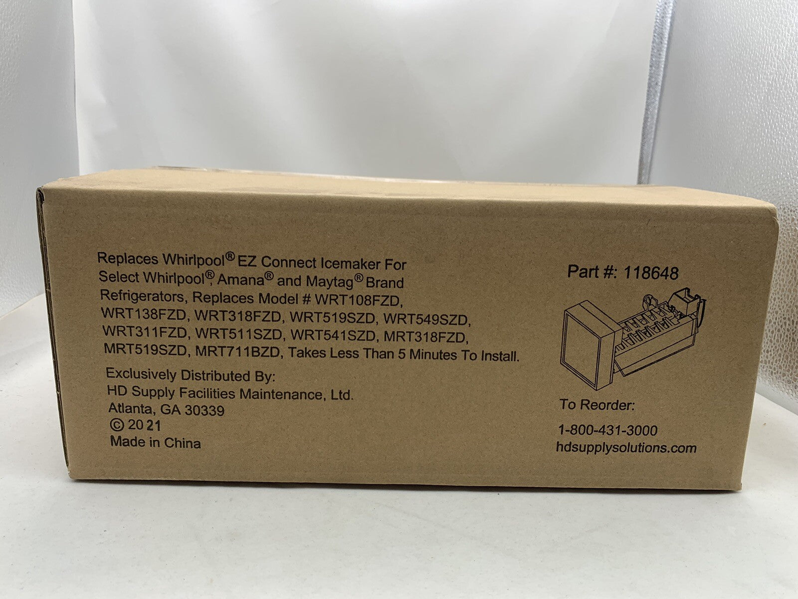 Replacement Ice Maker Kit Replaces Whirlpool EZ Connect Ice Maker Part#: 118648