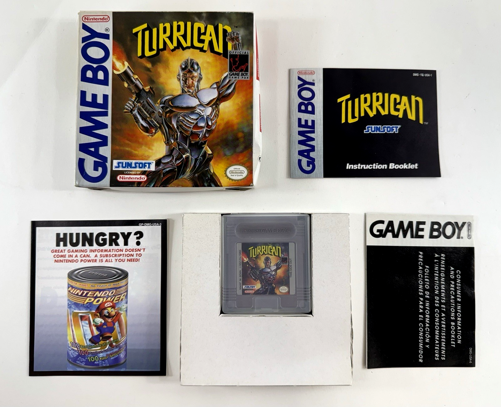 Turrican (Nintendo GameBoy, 1991) Game Box Manual Inserts - Tested and Working