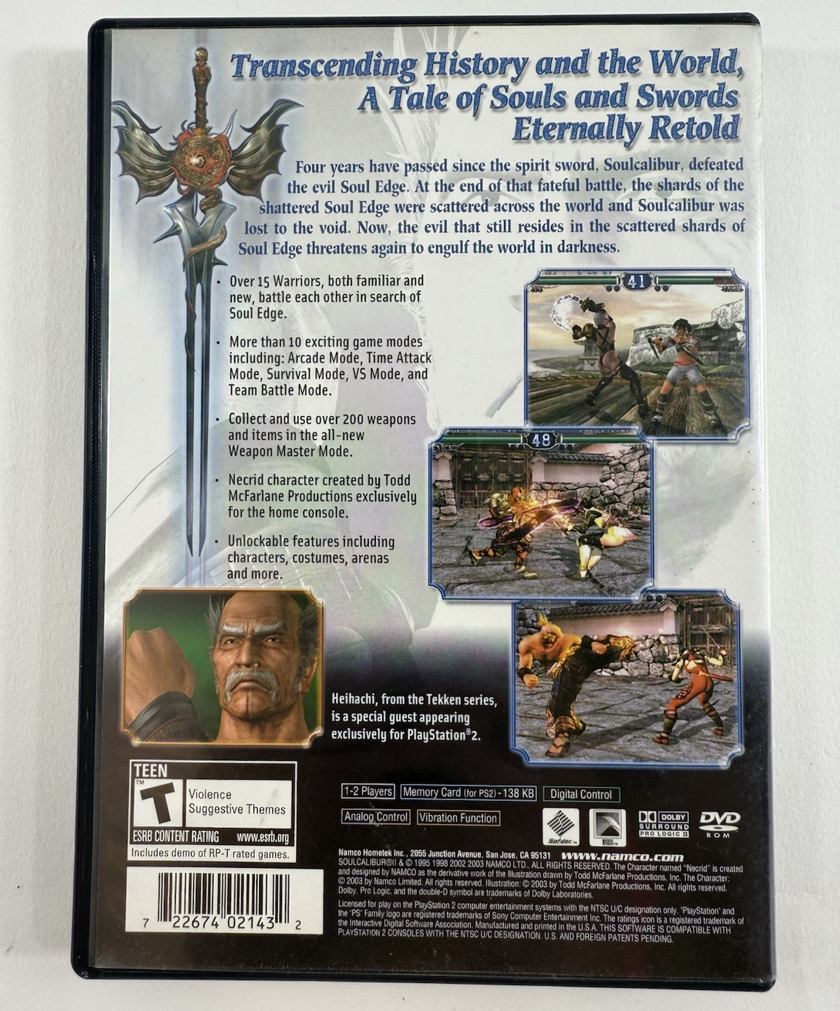 Soul Calibur II (PlayStation 2, 2003) Discs Case Manual Registration - Tested