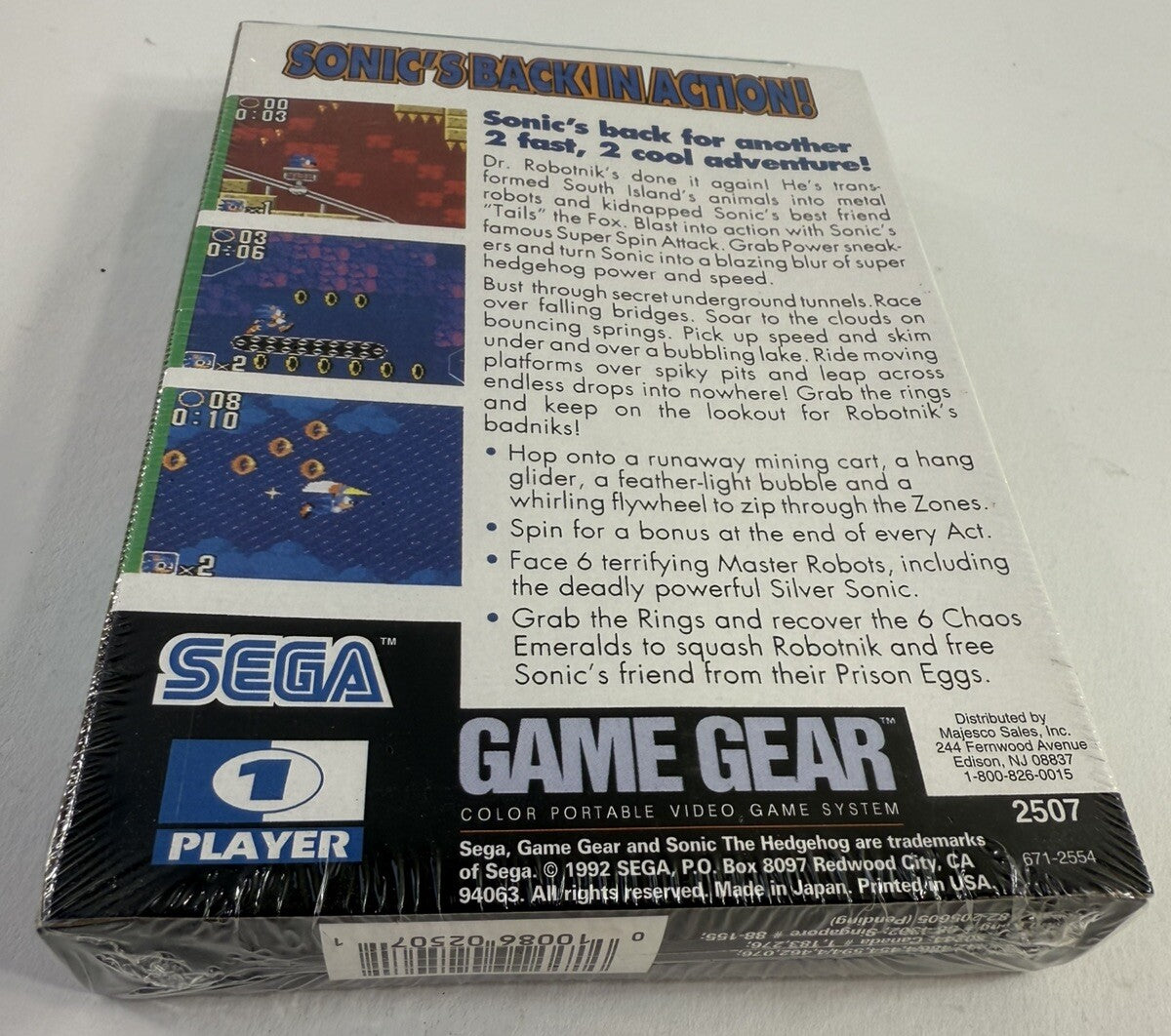 Sonic the Hedgehog 2 (Sega Game Gear, 1992) New, Factory Sealed