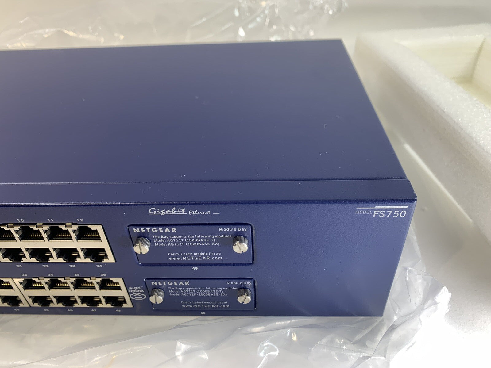 Netgear FS750NA -  48-Port Switch - 2 Gig Slots - New, Open Box