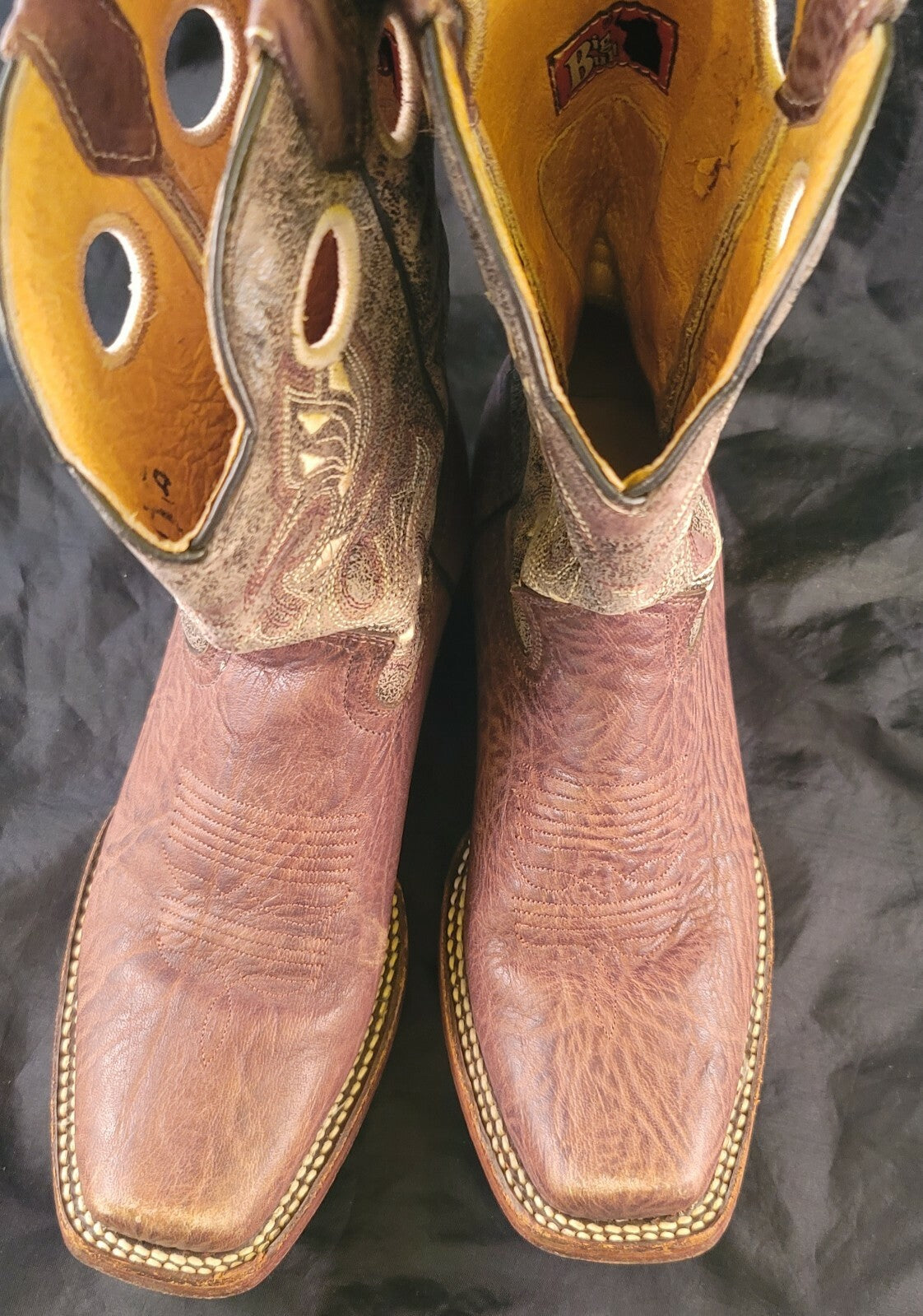 Big Bull Women's Cowboy Boots Size 7.5 Authentic Mexican Leather Good Shape