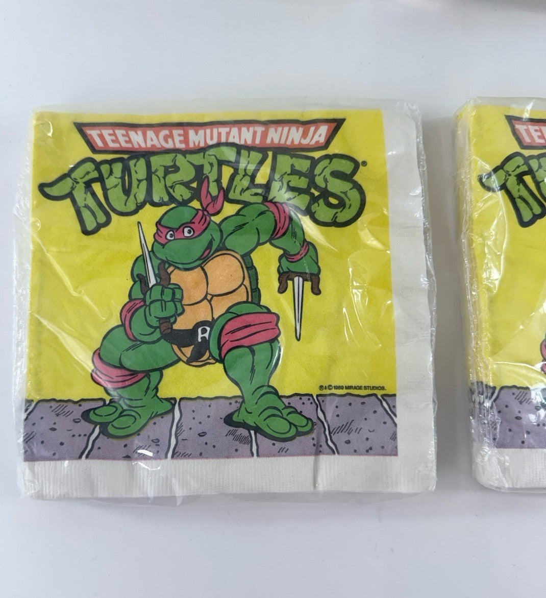 Unique 1989 Teenage Mutant Ninja Turtle Party Napkins, Tablecloth & Cups - New