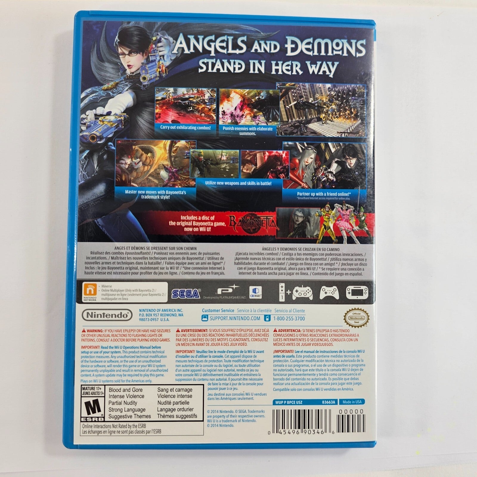 Bayonetta 2 (Nintendo Wii U, 2014) Game Discs, Case, Insert - Tested