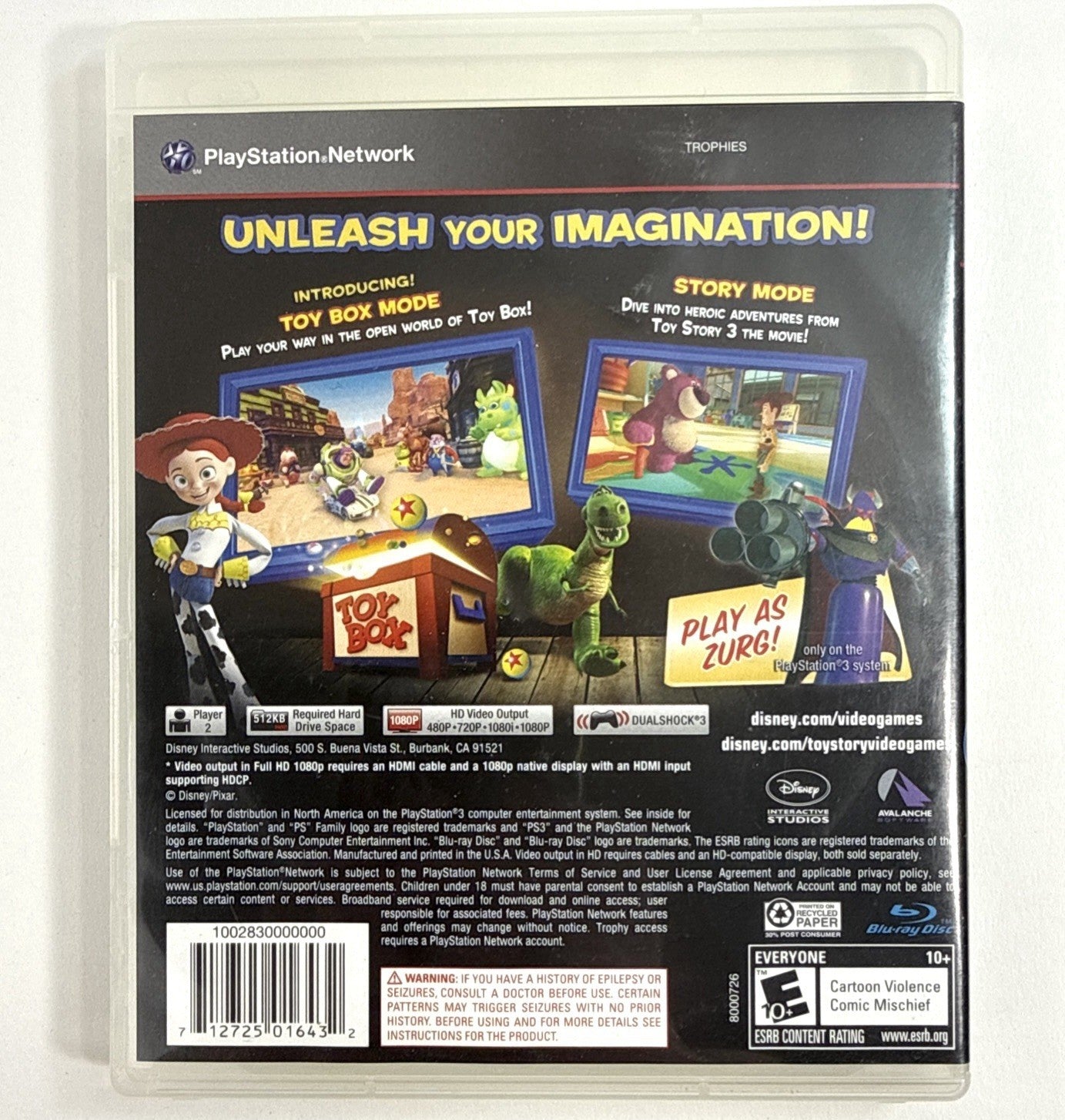 Toy Story 3 (Sony PlayStation 3, 2010) Original Case And Cover Art - No Game