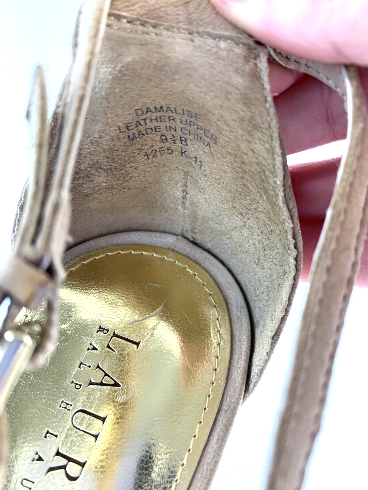 Ralph Lauren Damalise Beige Leather Wedge Sandals Size 9.5B