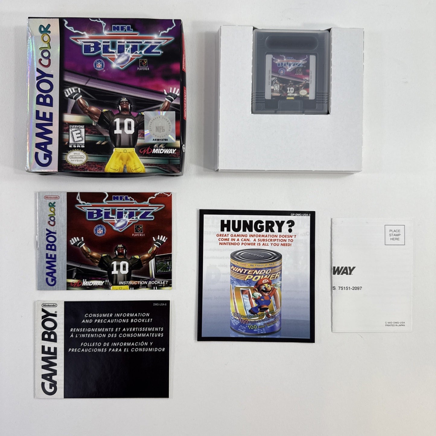 NFL Blitz (Gameboy Color, 1998) Game Box Manual Inserts Reg. Card - Tested