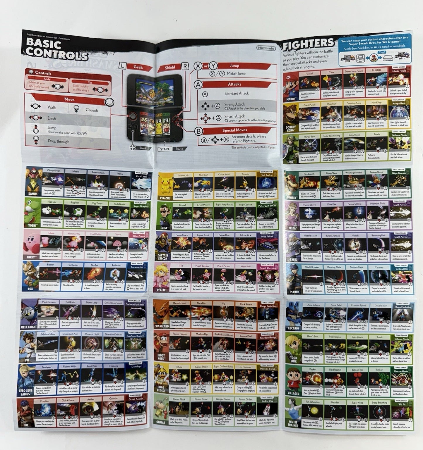 Super Smash Bros (Nintendo 3DS, 2014) Replacement Case and Manual Only