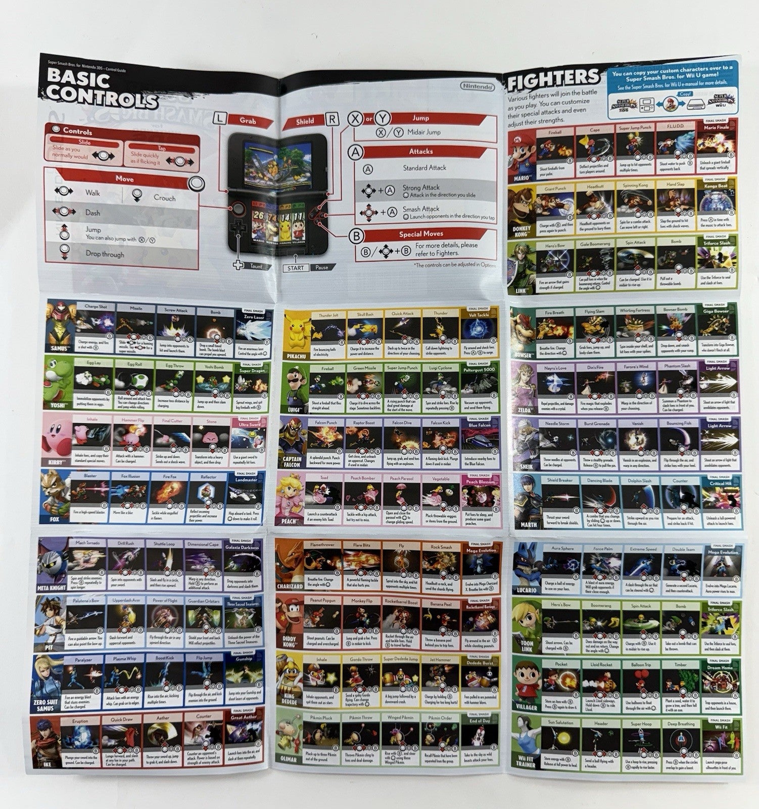 Super Smash Bros (Nintendo 3DS, 2014) Replacement Case and Manual Only