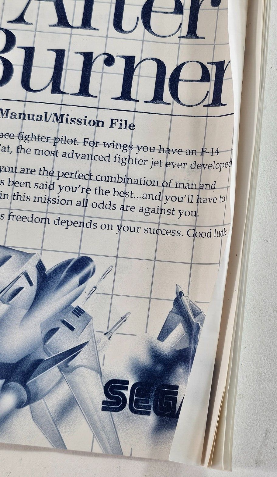 After Burner (Sega Master System, 1988) Game Case Manual Poster - Tested