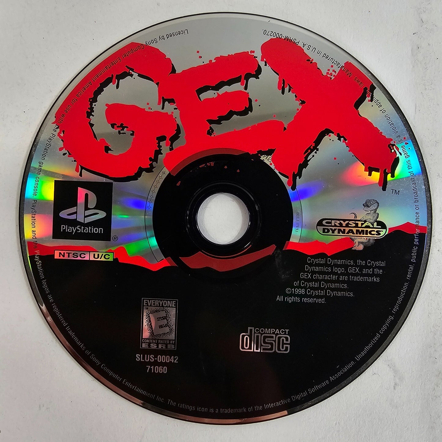 Gex (Sony PlayStation 1, 1996) Game, Case, and Back Cover Art - No Manual