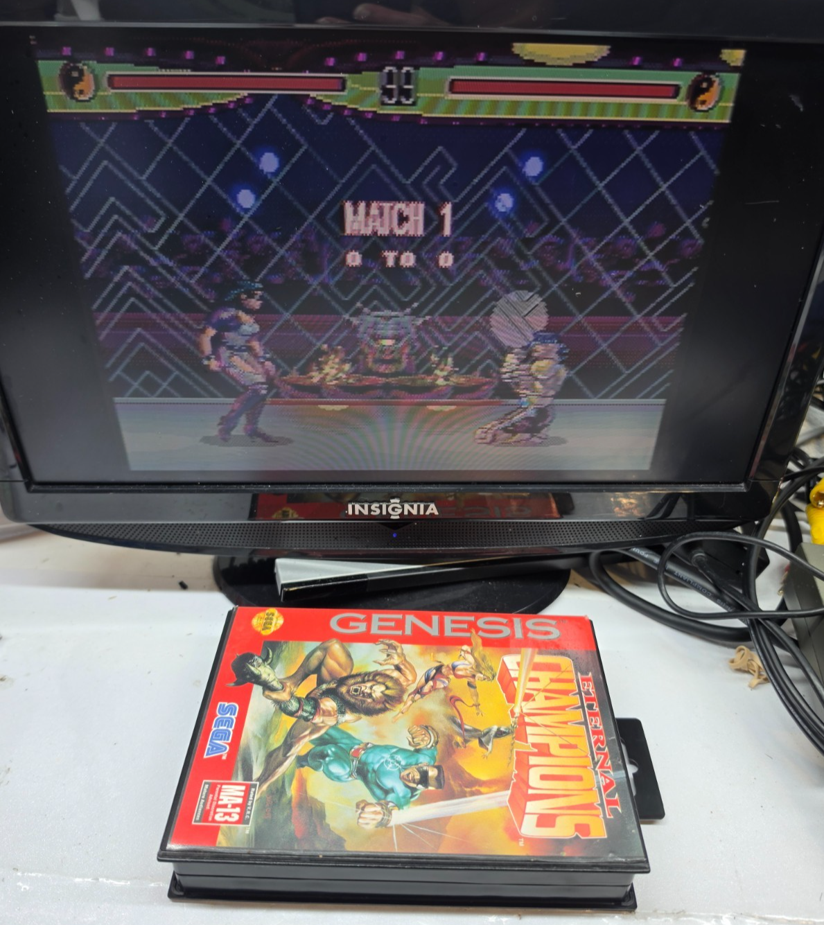 Eternal Champions (Sega Genesis, 1993) Game, Case, Manual, Insert - Tested