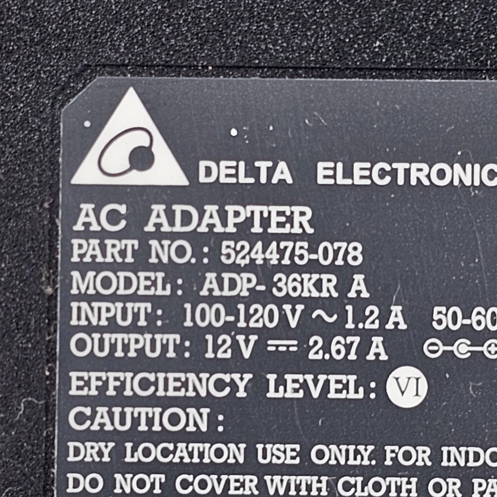 Delta Electronics ADP-36KRA 12V 2.67A AC/DC Adapter - Tested and Working