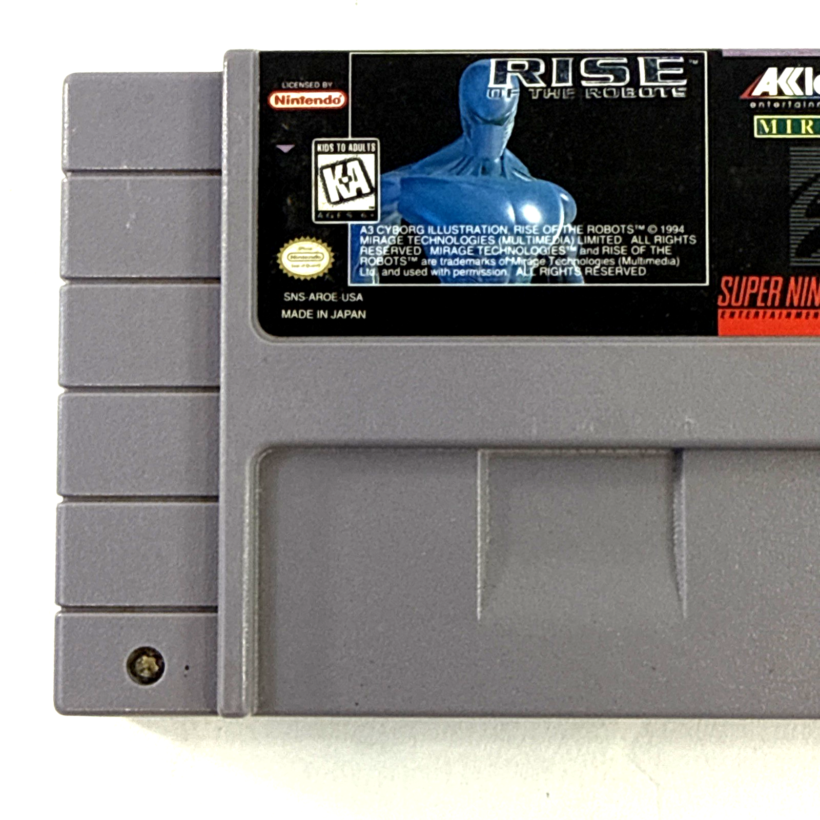 Rise of the Robots (Super Nintendo, 1994) Game Cartridge - Tested and Working