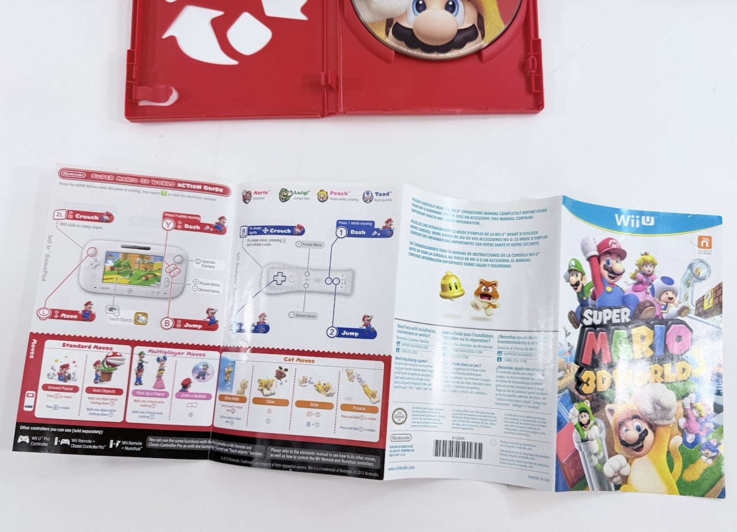 Super Mario 3D World (Nintendo Wii U, 2013) Game, Case, Manual - Tested