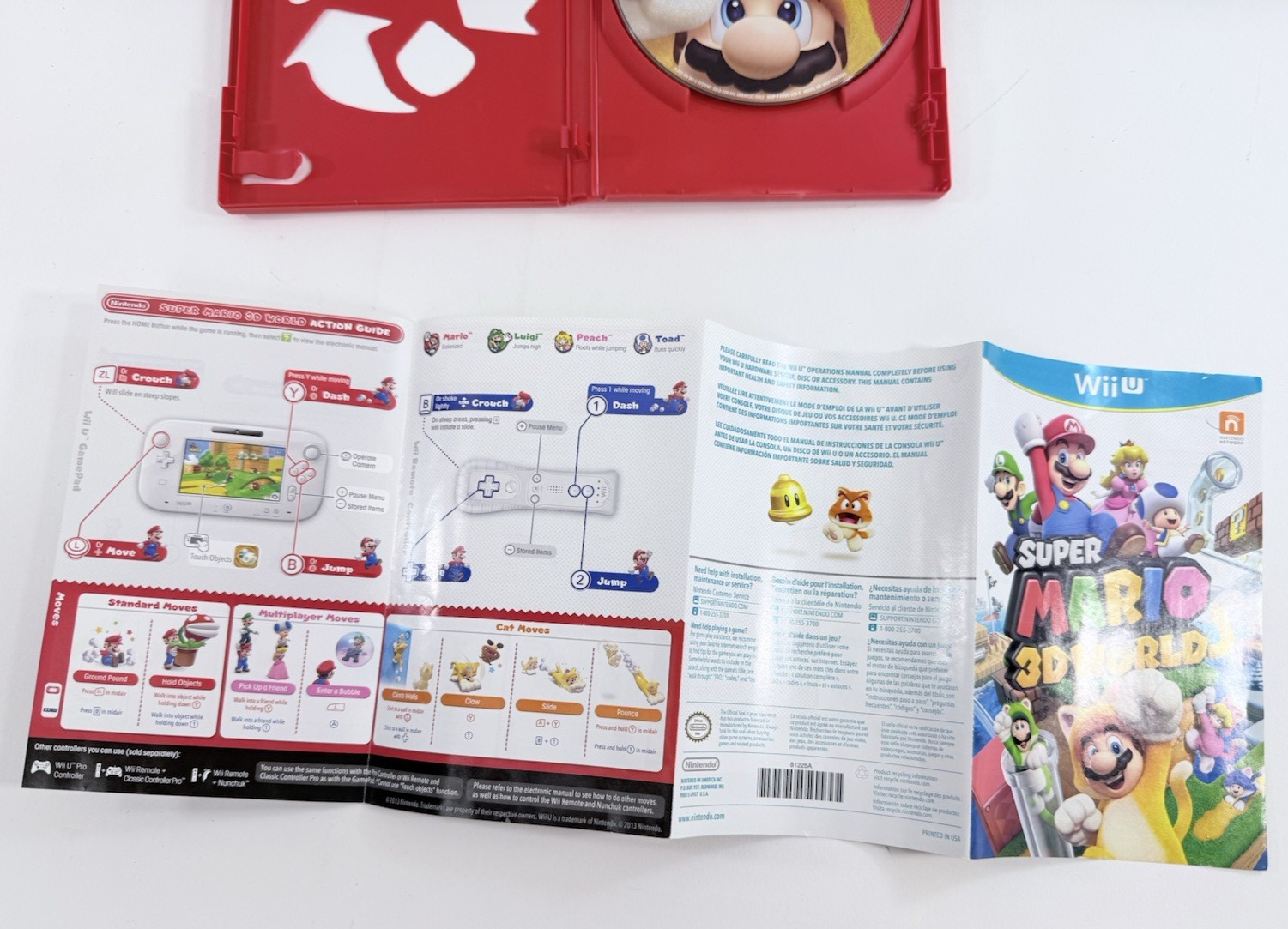Super Mario 3D World (Nintendo Wii U, 2013) Game, Case, Manual - Tested