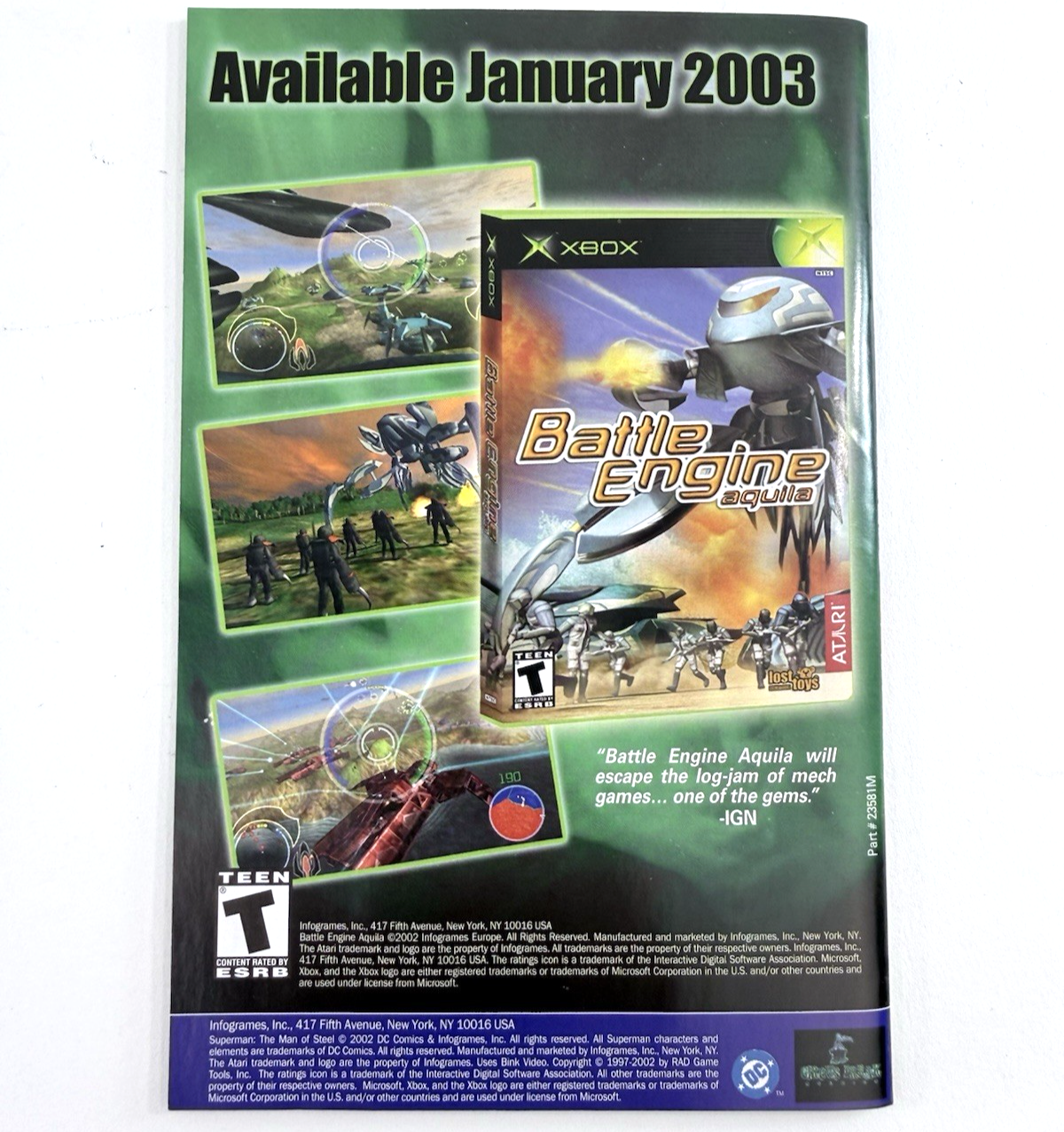 Superman: The Man of Steel (Xbox, 2002) Game Case Manual Insert - Tested