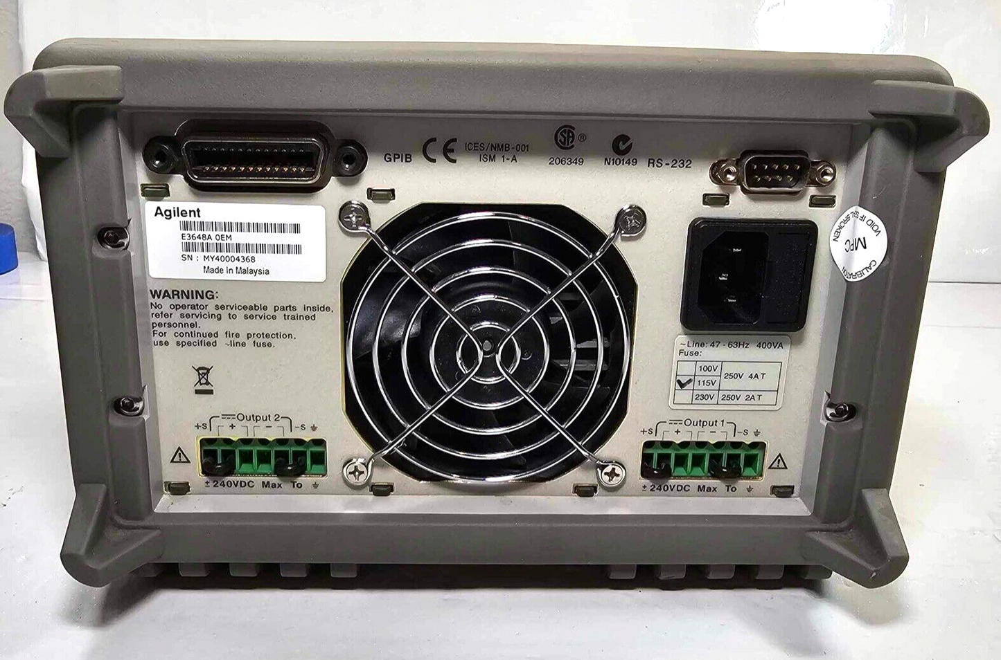 Agilent E3648A Dual Output DC Power Supply 0-8V,5A/0-20V,2.5A - Tested - 4368