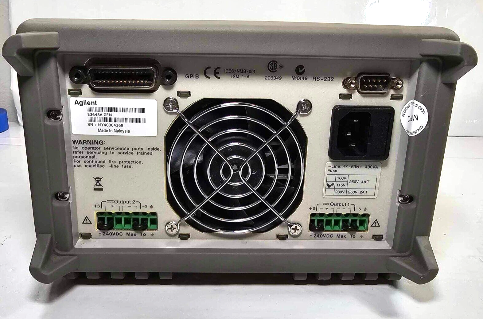 Agilent E3648A Dual Output DC Power Supply 0-8V,5A/0-20V,2.5A - Tested - 4368