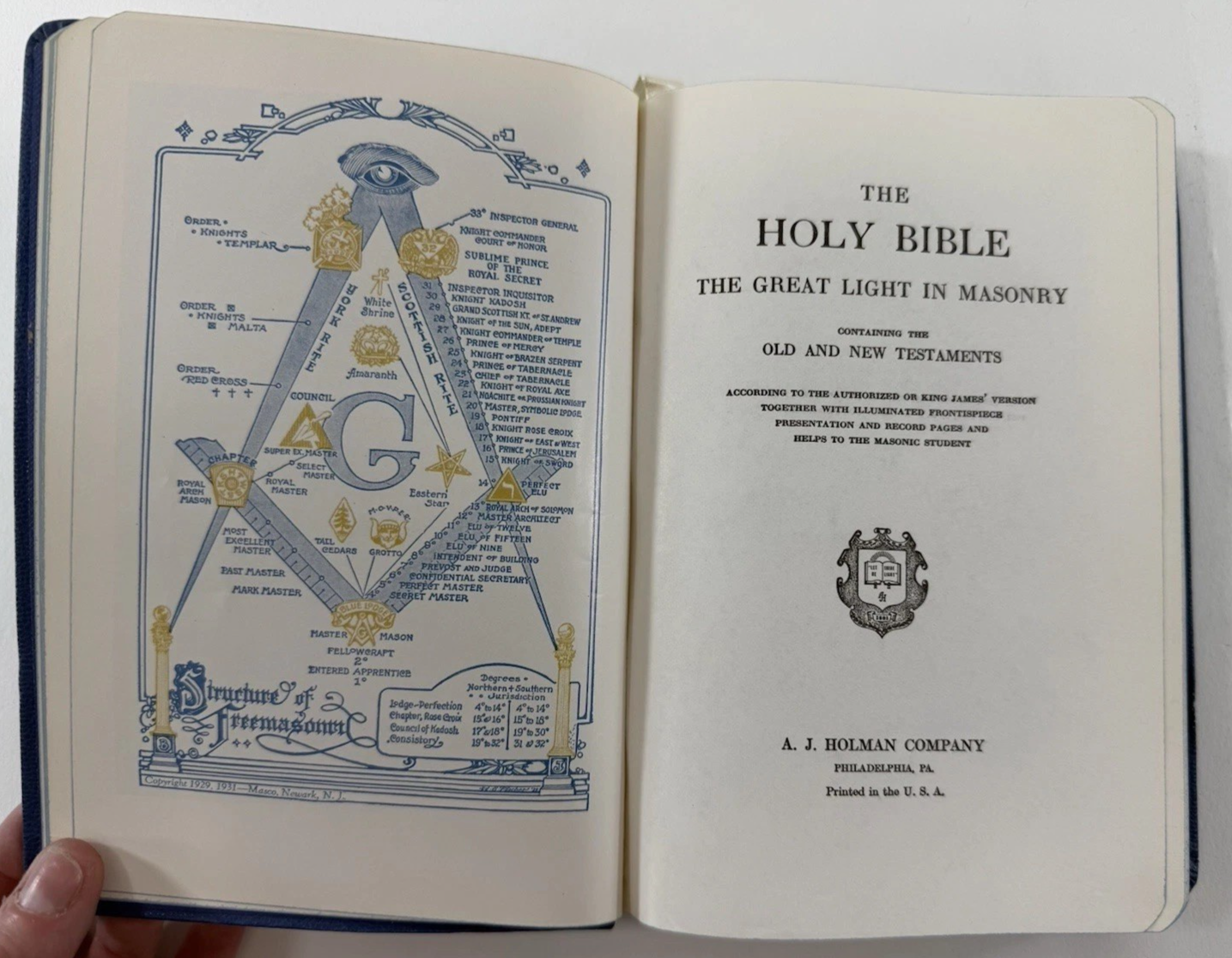 1957 Temple Illustrated Edition Holy Bible Rocky Mountain Lodge 63 A.F. & A.M.