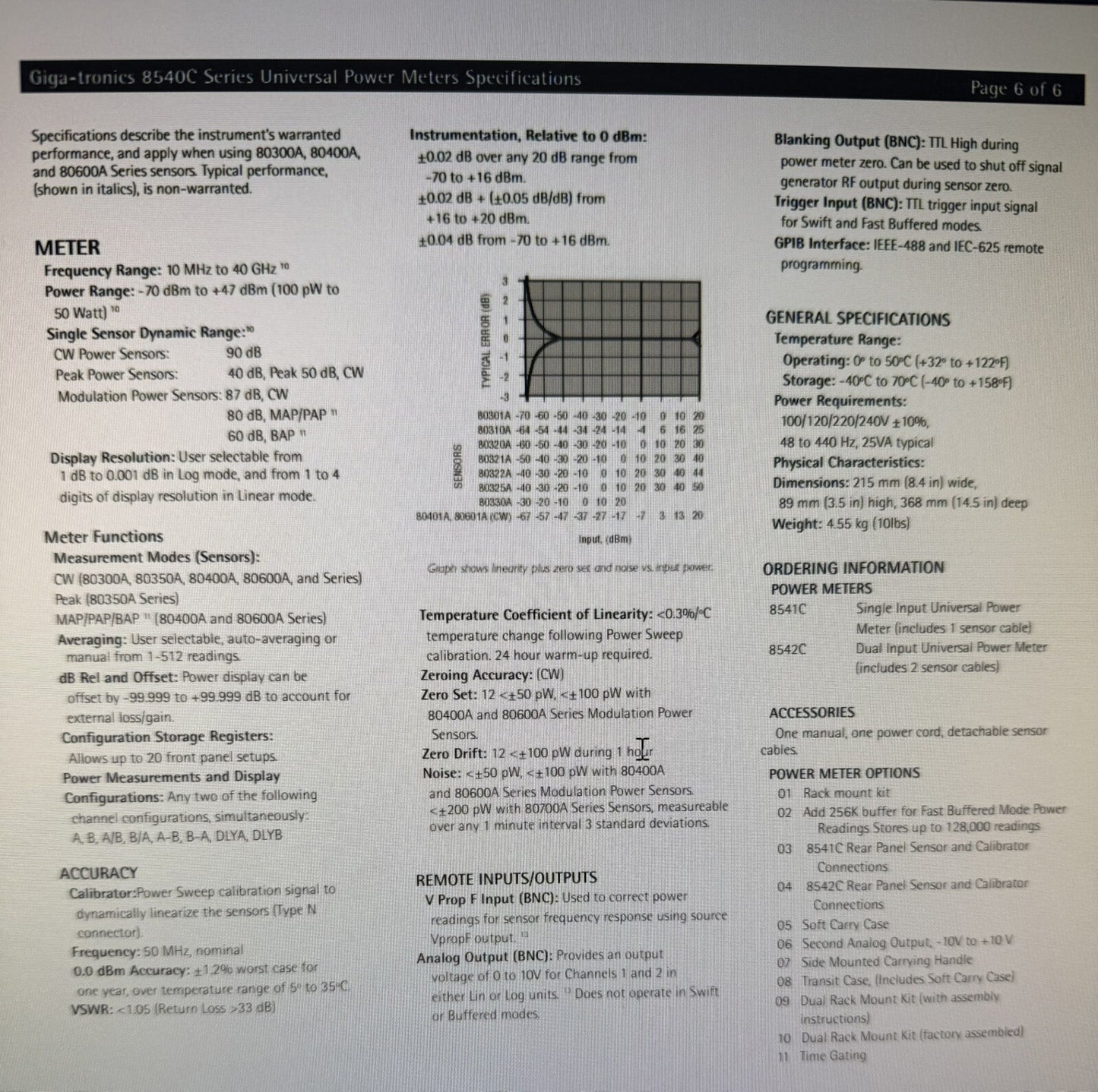 Giga-Tronics 8541C Universal Power Meter Option 03 - Tested