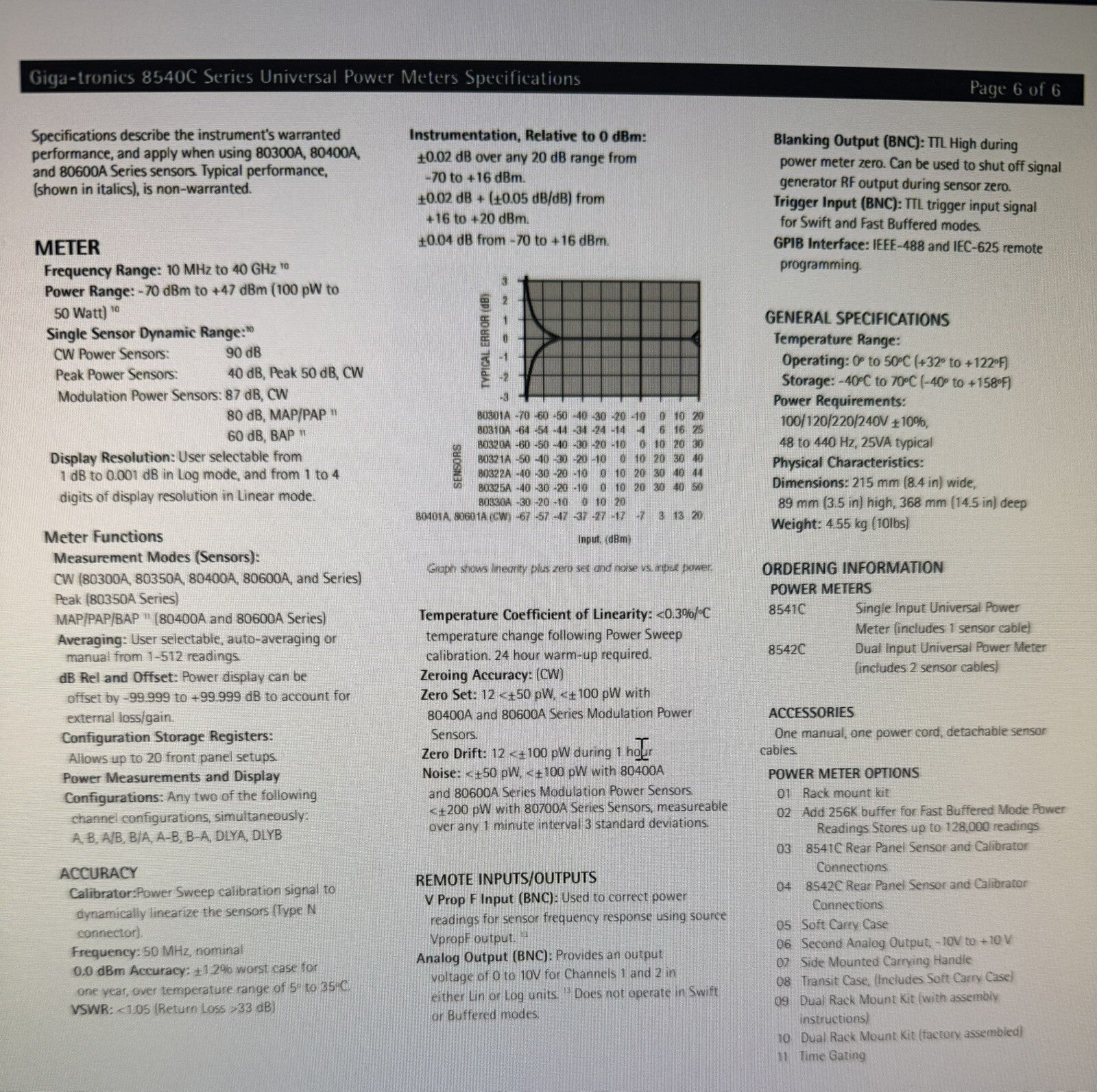 Giga-Tronics 8541C Universal Power Meter Option 03 - Tested