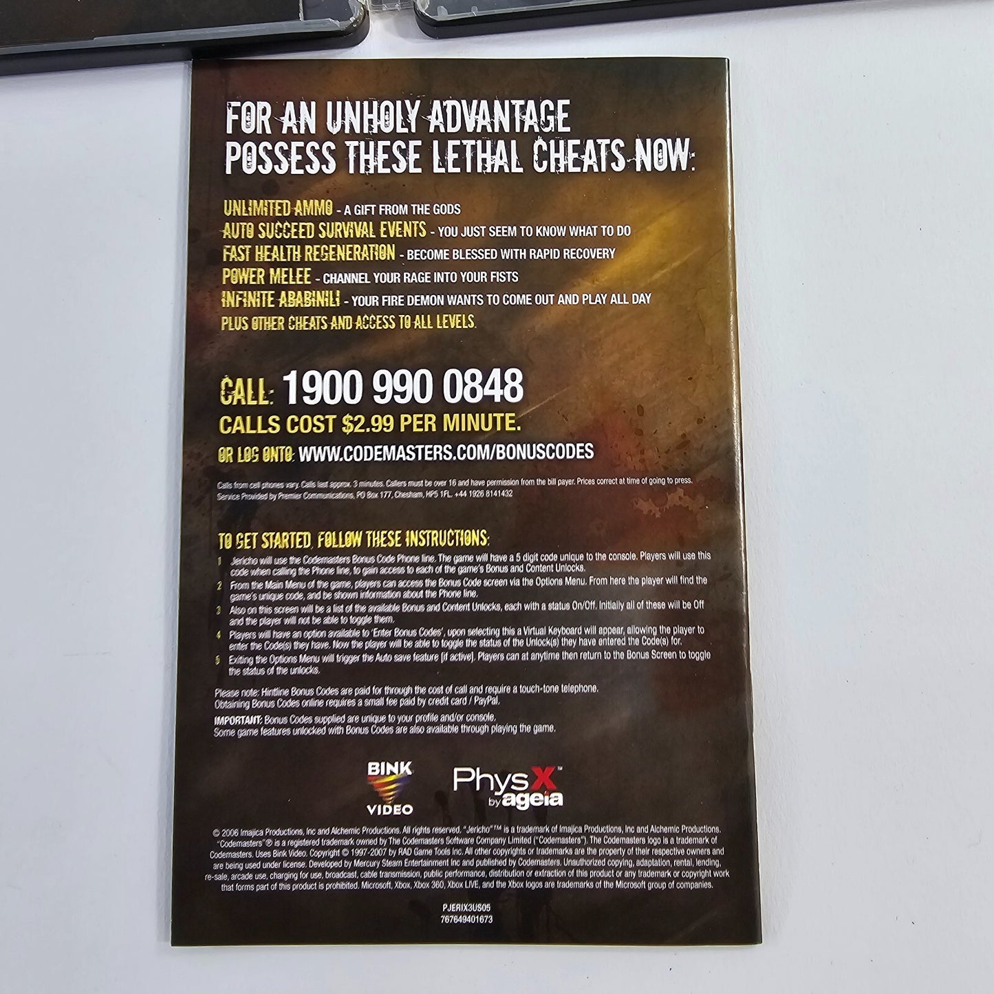 Clive Barker's Jericho: Special Edition (Xbox 360, 2007) Tested and Working