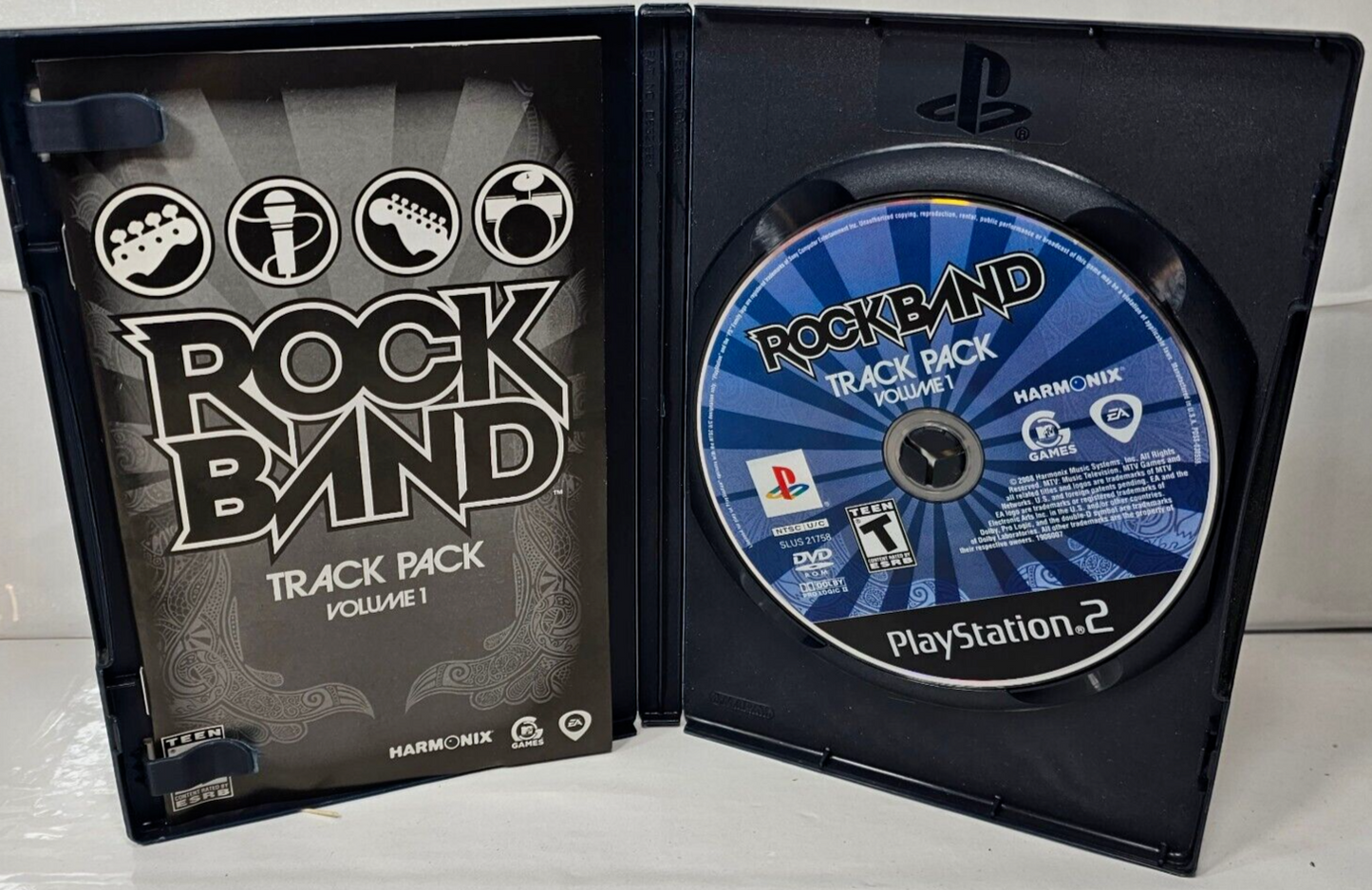 Rock Band: Track Pack Vol. 1  (PlayStation 2, 2008) Game Case Manual - Tested